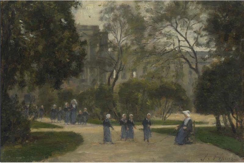 Stanislas lepine Nuns and Schoolgirls in the Tuileries Gardens Germany oil painting art